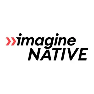ImagineNATIVE logo with two red arrows pointing right before the word 'imagine' in black text.